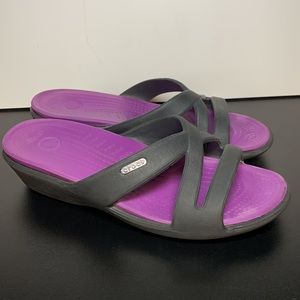 Crocs Cross Strap Slide On Slide Sandals Size 8W Women's